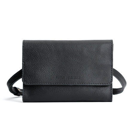  Pebbled--black | Petite bag with magnetic flap closure and adjustable belt strap