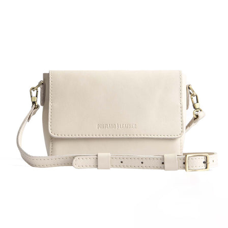 Bone*Medium  | Leather Crossbody Bag with Magnetic Messenger Bag Closure