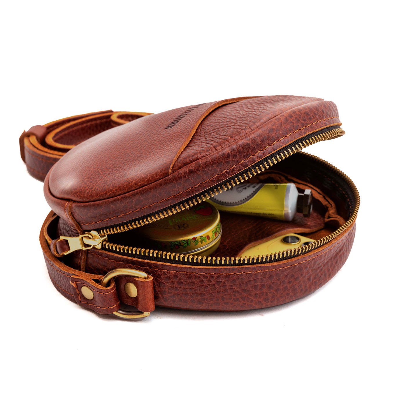 Nutmeg*Small | Circle shaped crossbody bag with top zipper