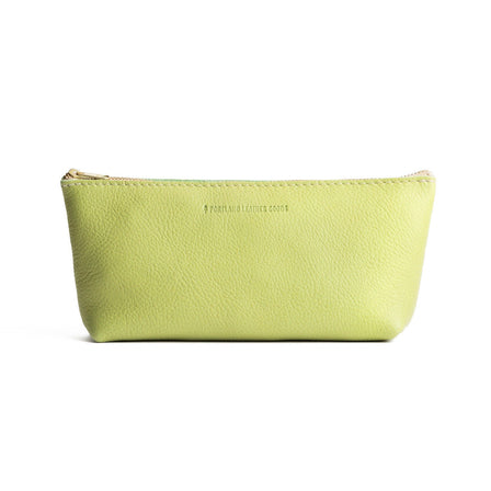 All Color: Sugar Snap | Leather utility bag pouch with top zipper