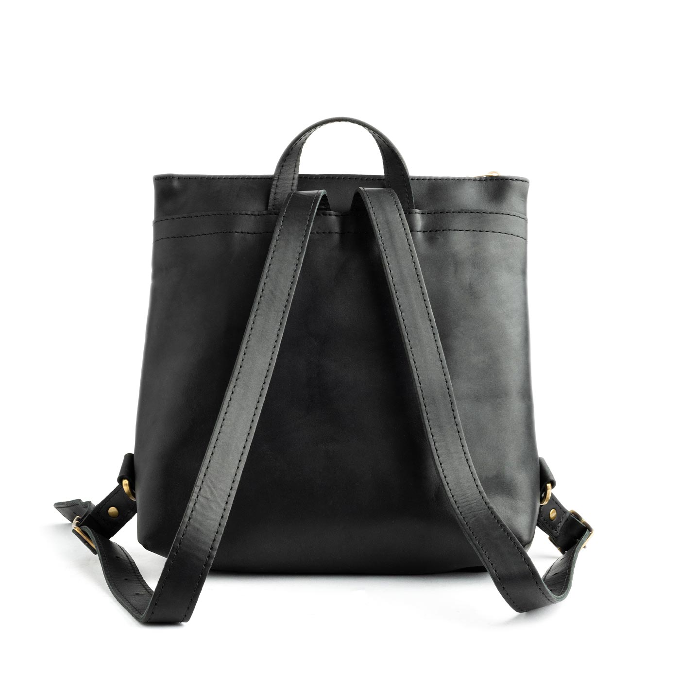 All Color: Black | Square slim leather tote backpack