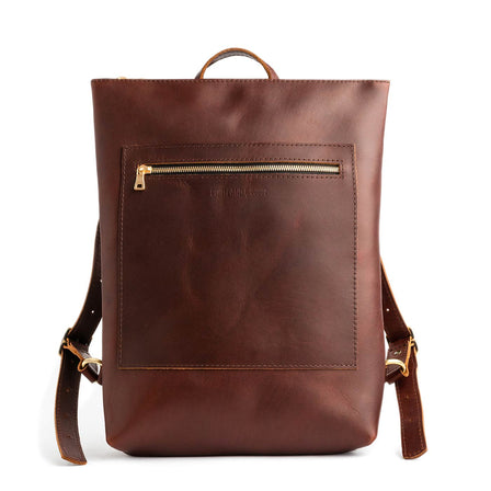 All Color: Cognac | Rectangular slim leather backpack