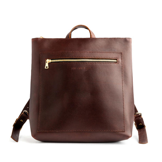 All Color: Cognac | Square slim leather tote backpack