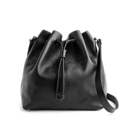 Pebbled--black  | Slouchy crossbody bag with drawstring closure